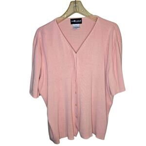Sag Harbor 2X Soft Pink Button-Front Top/Blouse [0215]